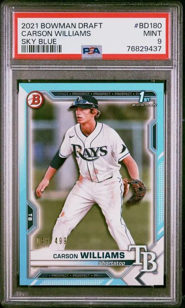 2021 Bowman Draft Carson Williams Sky Blue #BD180 card image