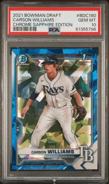 2021 Bowman Draft Carson Williams Chrome Sapphire Edition #BDC180 card image