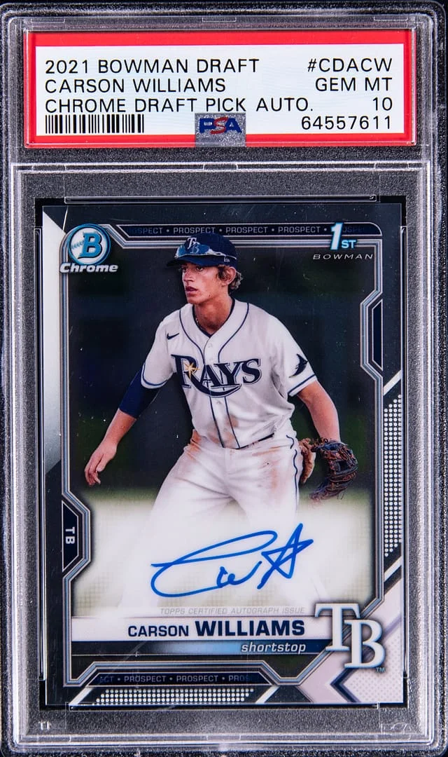 2021 Bowman Draft Carson Williams Chrome Draft Picks Autograph #CDACW card image