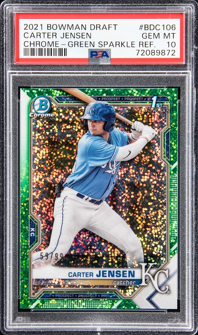 2021 Bowman Draft Carter Jensen Chrome - Green Sparkle Refractor #BDC106 card image