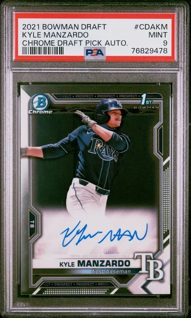 2021 Bowman Draft Chrome Draft Pick Autographs Cdakm Kyle Manzardo #no-number card image