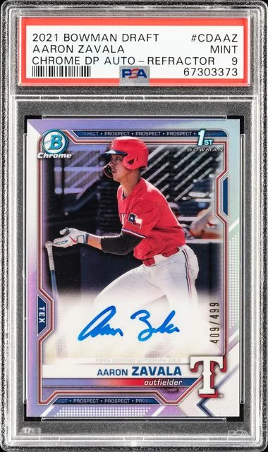 2021 Bowman Draft Chrome Draft Pick Autographs Refractor Cdaaz Aaron Zavala #no-number card image