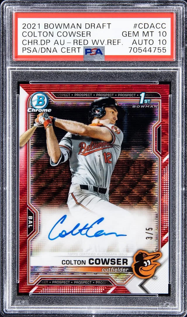 2021 Bowman Draft Colton Cowser Chrome Draft Pick Autographs Red Wave Refractor #CDA-CC card image