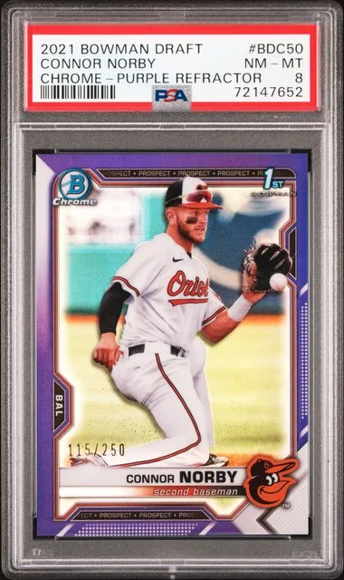 2021 Bowman Draft Connor Norby Chrome-Purple Refractor #BDC50 card image