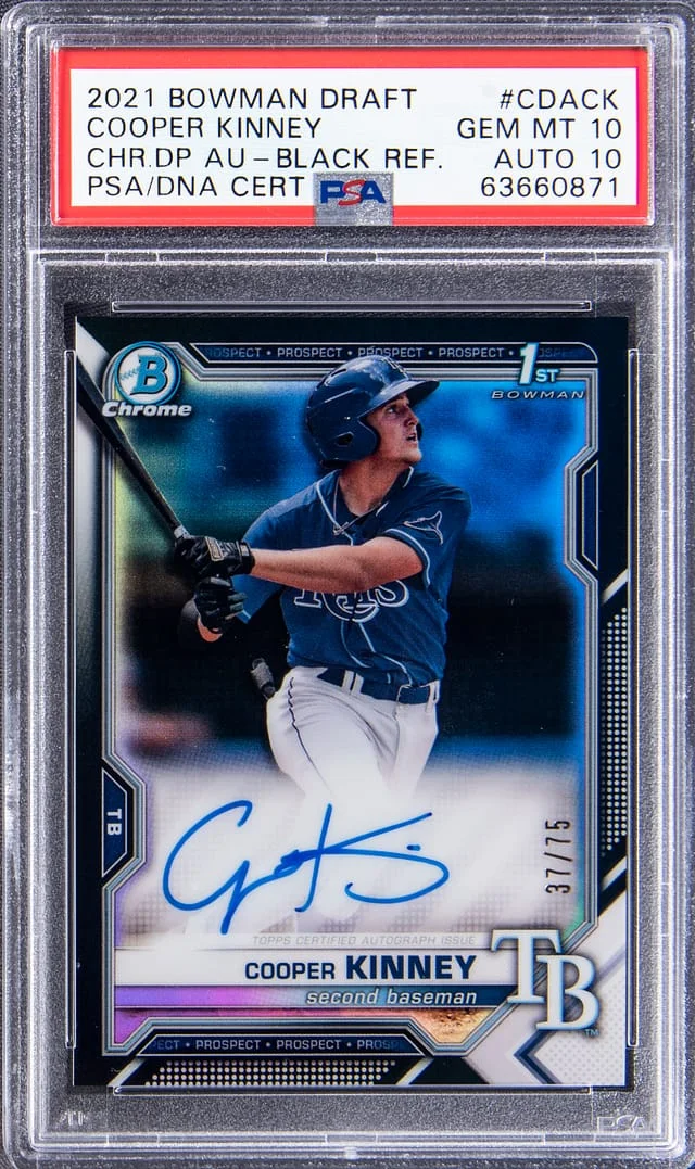 2021 Bowman Draft Cooper Kinney Chrome Draft Pick Autographs Black Refractor #CDA-CK card image