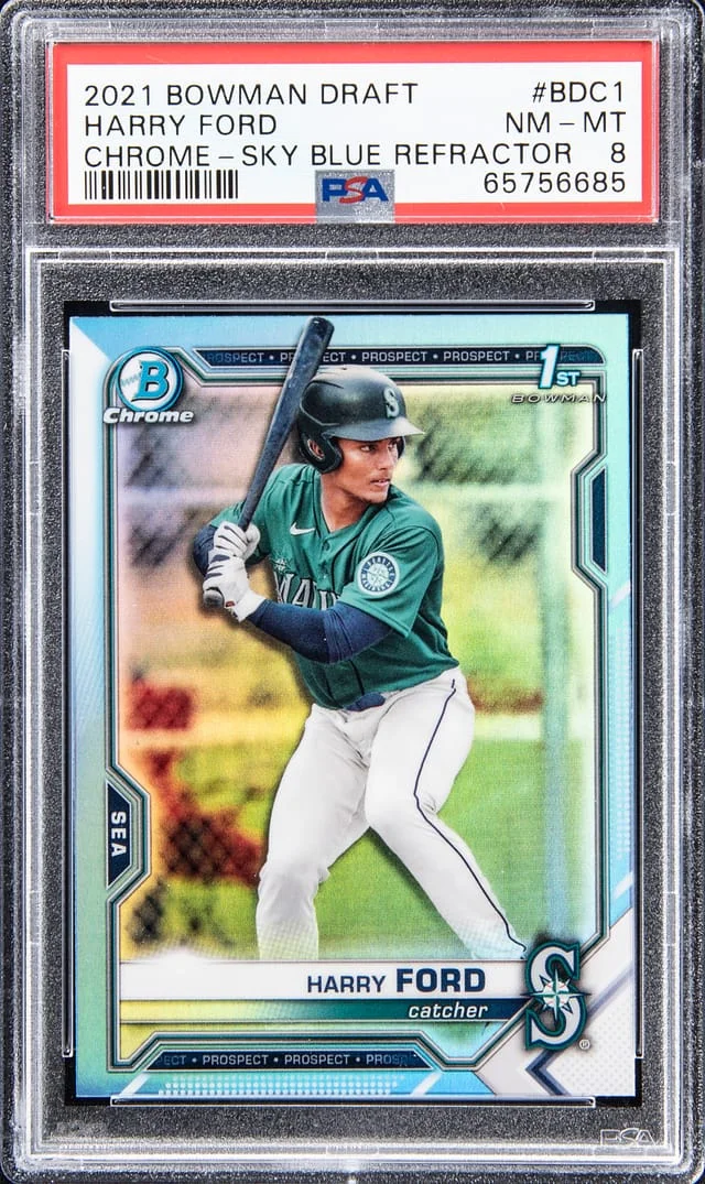 2021 Bowman Draft Harry Ford Chrome Sky Blue Refractor #BDC-1 card image