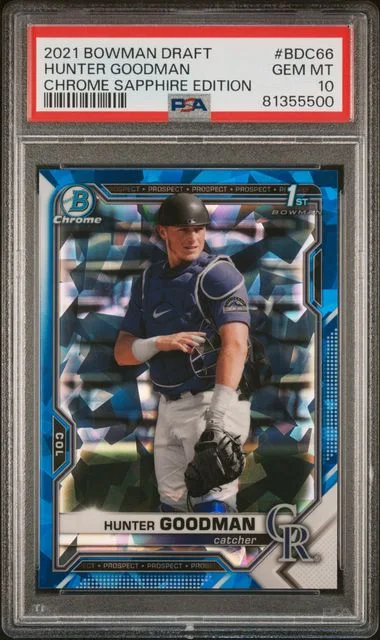 2021 Bowman Draft Hunter Goodman Chrome Sapphire Edition #BDC66 card image