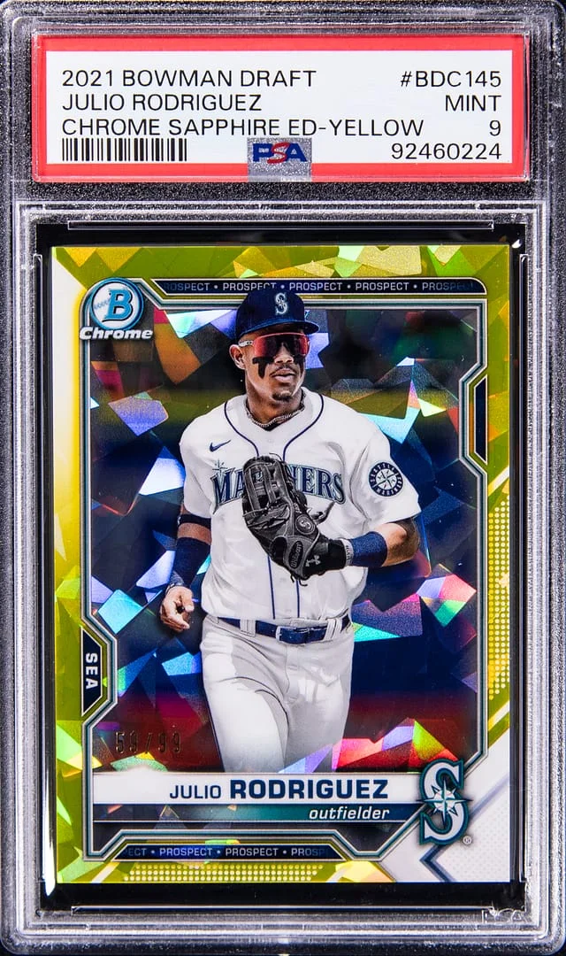 2021 Bowman Draft Julio Rodriguez Chrome Black & White Raywave Refractor #BDC-145 card image