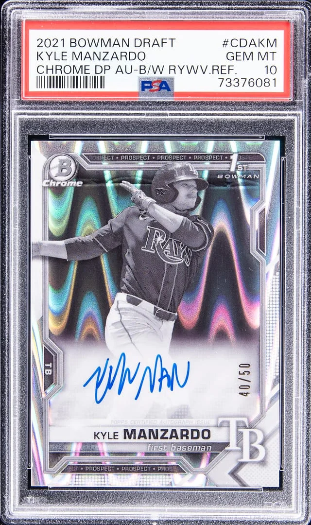 2021 Bowman Draft Kyle Manzardo Chrome Draft Pick Autographs #CDAKM card image