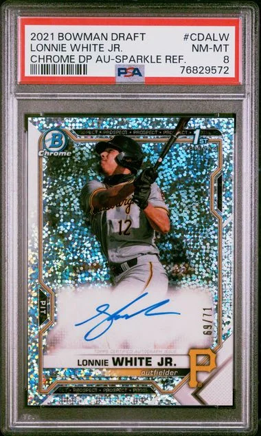 2021 Bowman Draft Lonnie White Jr. Chrome Draft Pick Autographs Sparkle Refractor #CDA-LW card image