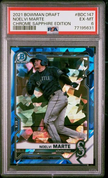 2021 Bowman Draft Noelvi Marte Chrome Sapphire Edition #BDC147 card image