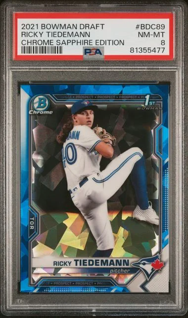 2021 Bowman Draft Ricky Tiedemann 1st Bowman Chrome Sapphire Edition #BDC89 card image