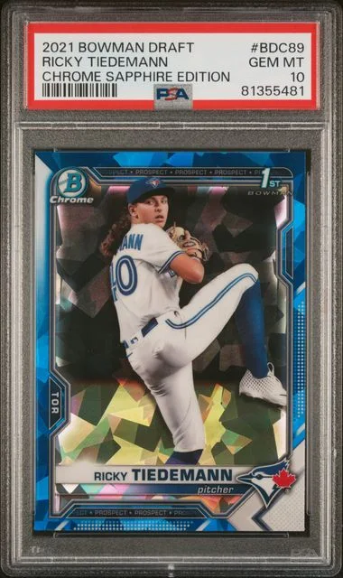 2021 Bowman Draft Ricky Tiedemann Chrome Sapphire Edition #BDC89 card image