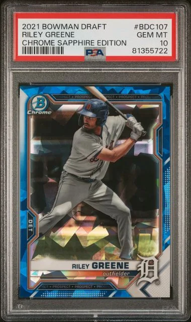 2021 Bowman Draft Riley Greene Chrome Sapphire Edition #BDC107 card image