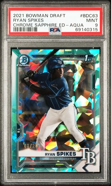 2021 Bowman Draft Ryan Spikes Chrome Sapphire Edition Aqua #BDC-63 card image