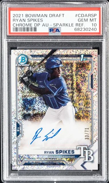 2021 Bowman Draft Ryan Spikes Chrome Draft Pick Autographs Sparkle Refractor #CDARSP card image