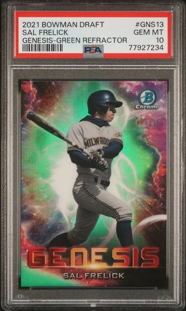 2021 Bowman Draft Sal Frelick Genesis Green Refractor #GNS13 card image