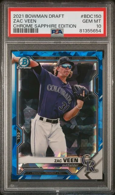 2021 Bowman Draft Zac Veen Chrome Sapphire Edition #BDC150 card image