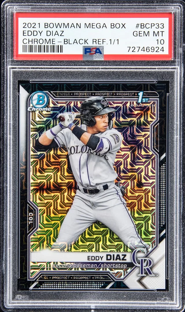 2021 Bowman Eddy Diaz Mega Box Chrome Black Refractor #BCP-33 card image