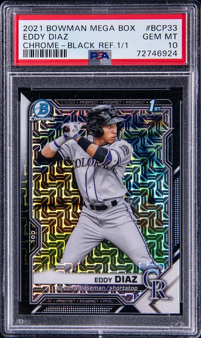 2021 Bowman Eddy Diaz Mega Box Chrome Black Refractor #BCP33 card image