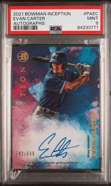 2021 Bowman Evan Carter Inception Autographs #PAEC card image
