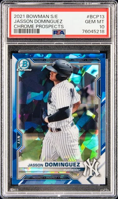 2021 Bowman Jasson Dominguez Sapphire Edition Chrome Prospects #BCP-13 card image