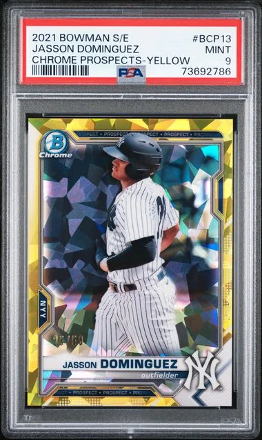 2021 Bowman Jasson Dominguez Sapphire Edition Chrome Prospects Yellow #Bcp13 card image