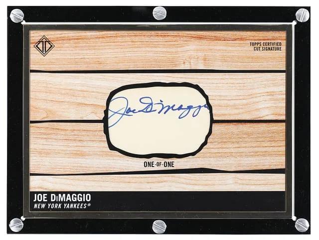 2021 Bowman Joe DiMaggio Transcendent Collection Oversized 1956 Bowman Baseball Cut Signature #56CS-JD card image