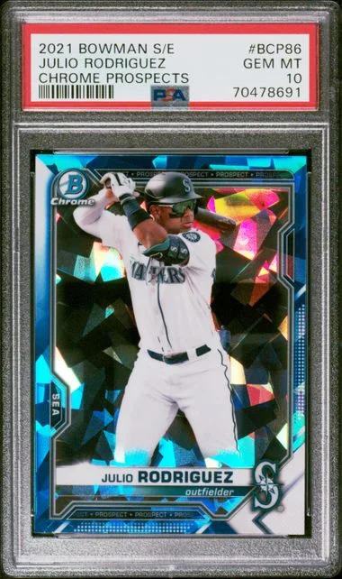 2021 Bowman Julio Rodriguez Mega Box Chrome - Aqua Refractor #BCP86 card image