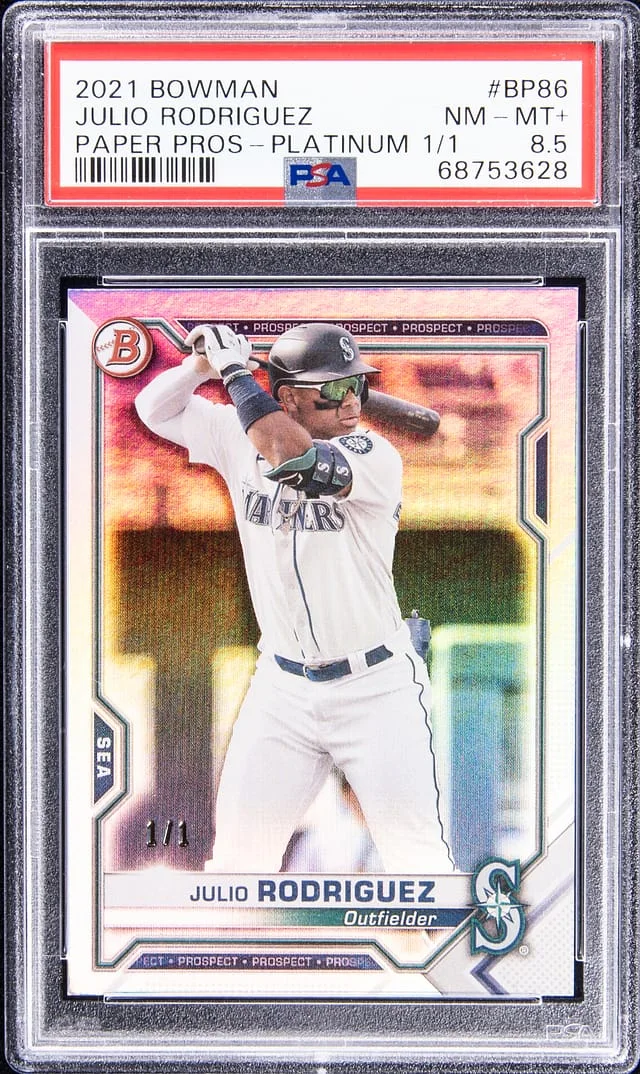 2021 Bowman Julio Rodriguez Paper Prospects Platinum #BP-86 card image