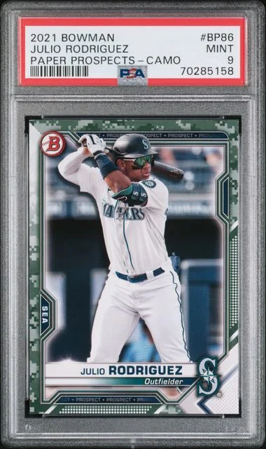 2021 Bowman Julio Rodriguez Paper Prospects Camo #Bp86 card image
