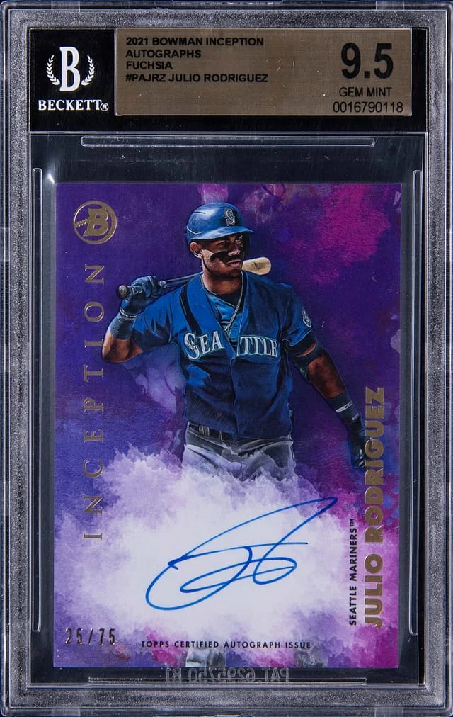 2021 Bowman Julio Rodriguez Inception Autograph Fuschia #PAJRZ card image