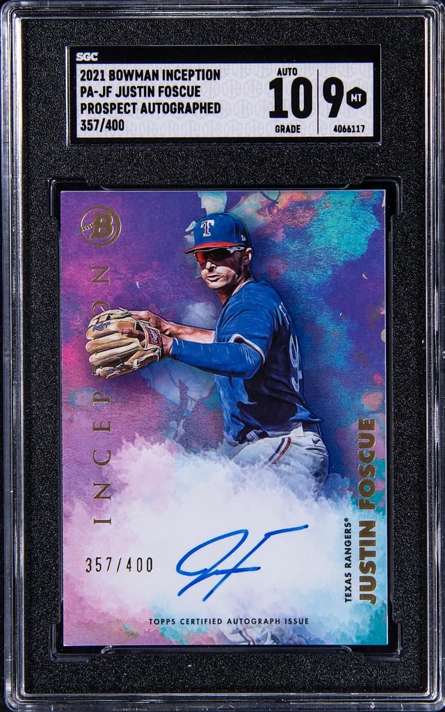 2021 Bowman Justin Foscue Inception Prospect Autographed #PA-JF card image