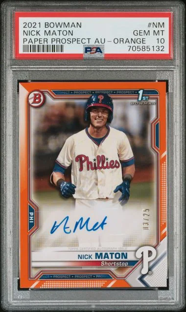 2021 Bowman Nick Maton Paper Prospect Autographs Orange #NM card image