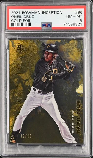 2021 Bowman Oneil Cruz Inception Gold Foil #96 card image