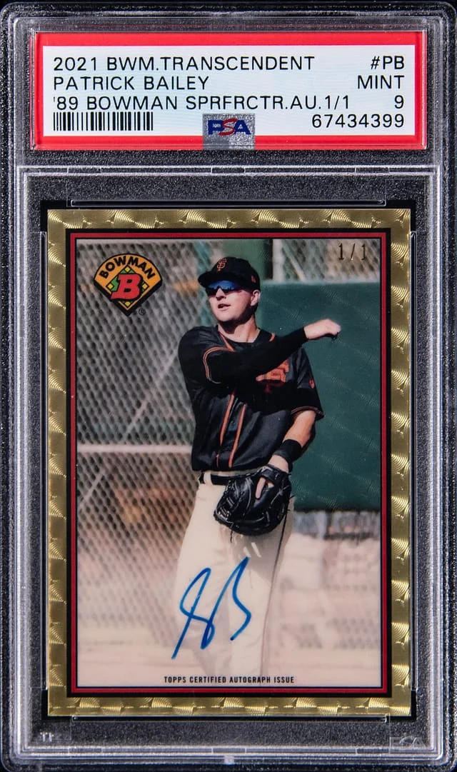 2021 Bowman Patrick Bailey Transcendent 89 Bowman Superfractor Autograph #89S-PB card image