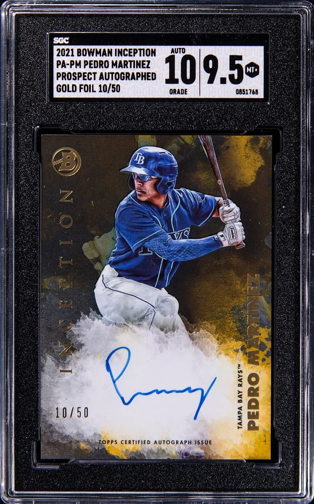 2021 Bowman Pedro Martinez Inception Prospect Autographed Gold Foil #PA-PM card image