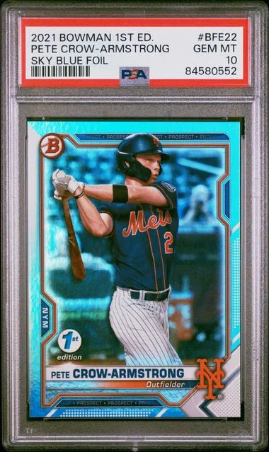 2021 Bowman Pete Crow-Armstrong 1st Edition Sky Blue Foil #BFE22 card image