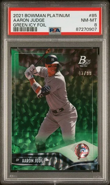 2021 Bowman Platinum Aaron Judge Green Icy Foil #85 card image