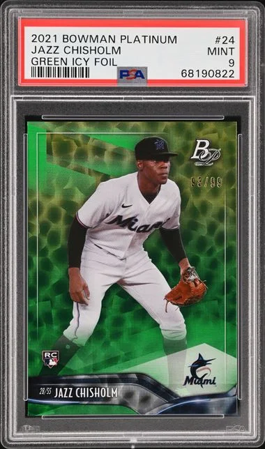 2021 Bowman Platinum Jazz Chisholm Green Icy Foil #24 card image