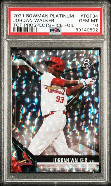 2021 Bowman Platinum Jordan Walker Top Prospects Ice Foil #TOP-34 card image