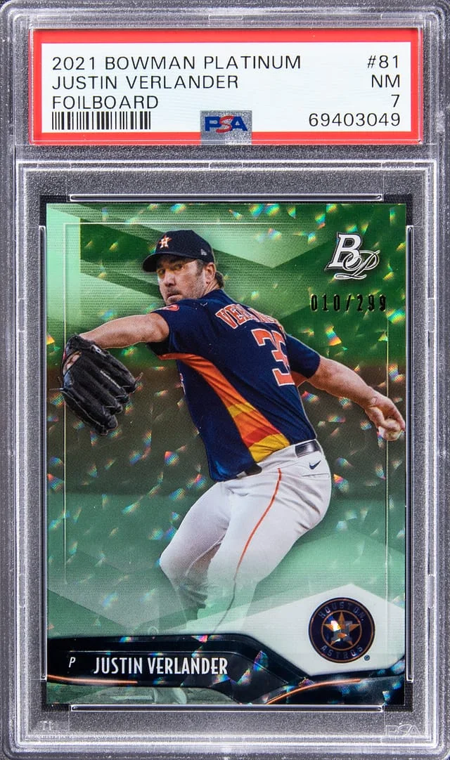 2021 Bowman Platinum Justin Verlander Foilboard #81 card image