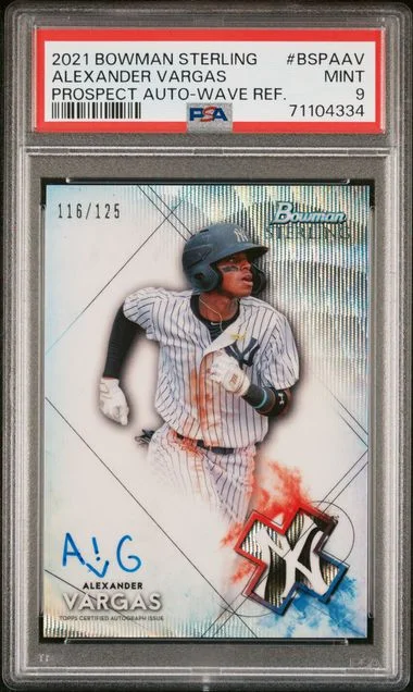 2021 Bowman Sterling Alexander Vargas Prospect Autographs Wave Refractor #BSPA-AV card image