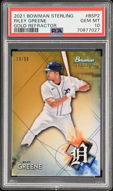 2021 Bowman Sterling Riley Greene Gold Refractor #BSP-2 card image