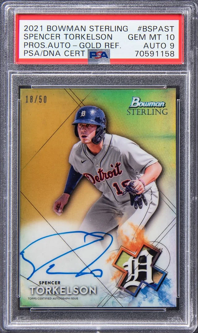 2021 Bowman Sterling Spencer Torkelson Prospect Autographs Gold Refractor #BSPA-ST card image
