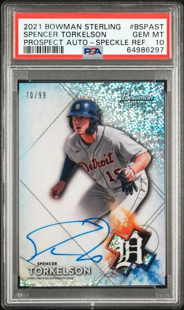 2021 Bowman Sterling Spencer Torkelson Prospect Autographs Speckle Refractor #BSPAST card image