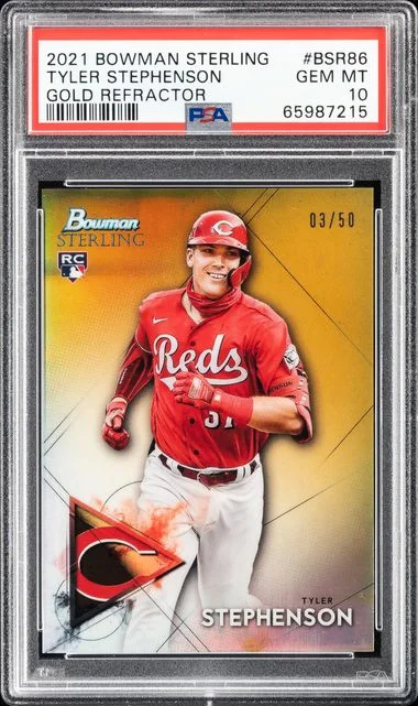 2021 Bowman Sterling Tyler Stephenson Gold Refractor #BSR86 card image