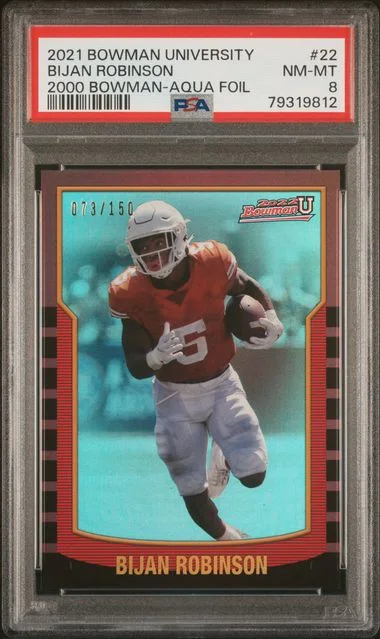 2021 Bowman University Bijan Robinson 2000 Bowman Aqua Foil #22 card image