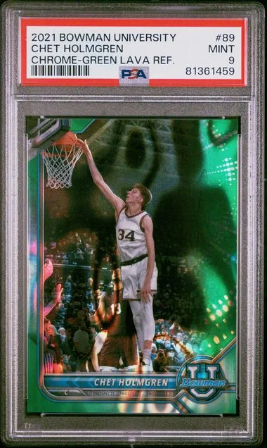 2021 Bowman University Chet Holmgren Chrome-Green Lava Refractor #89 card image