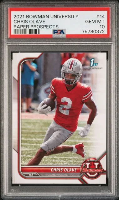 2021 Bowman University Chris Olave Paper Prospects #14 card image